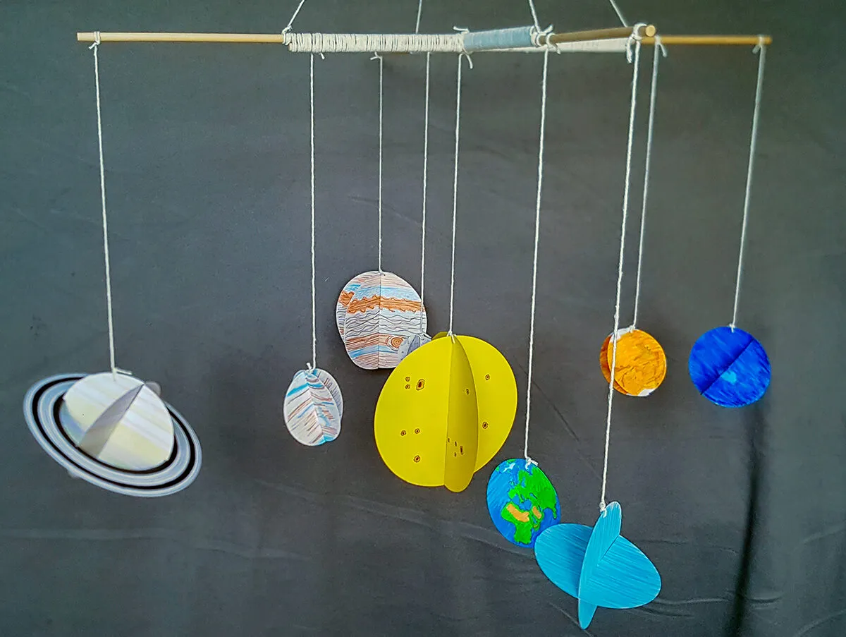 The finished DIY Solar System mobile for kids. Credit: Mary McIntyre