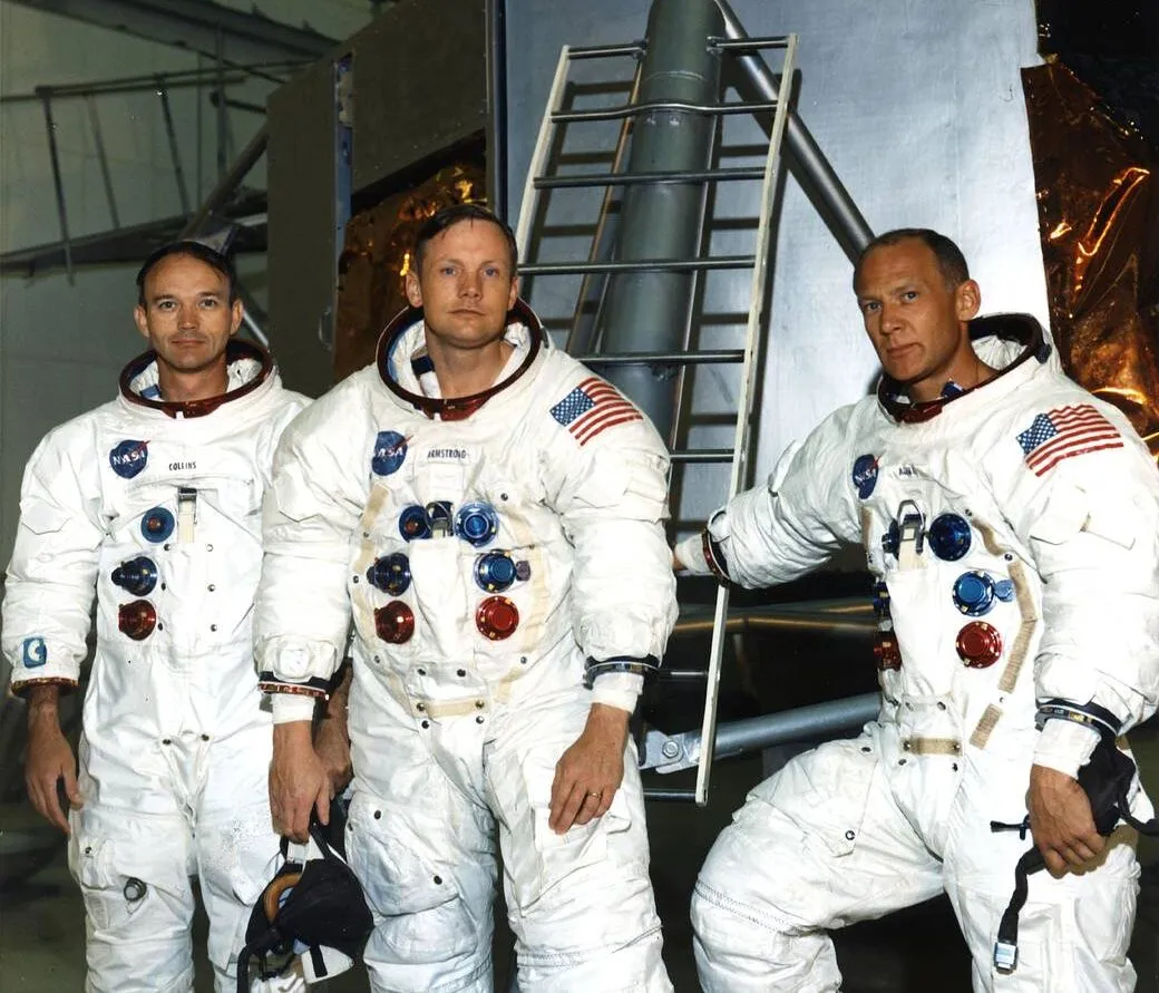 Michael Collins, Neil Armstrong and Buzz Aldrin pictured during Apollo 11 training, 19 June 1969. Credit: NASA