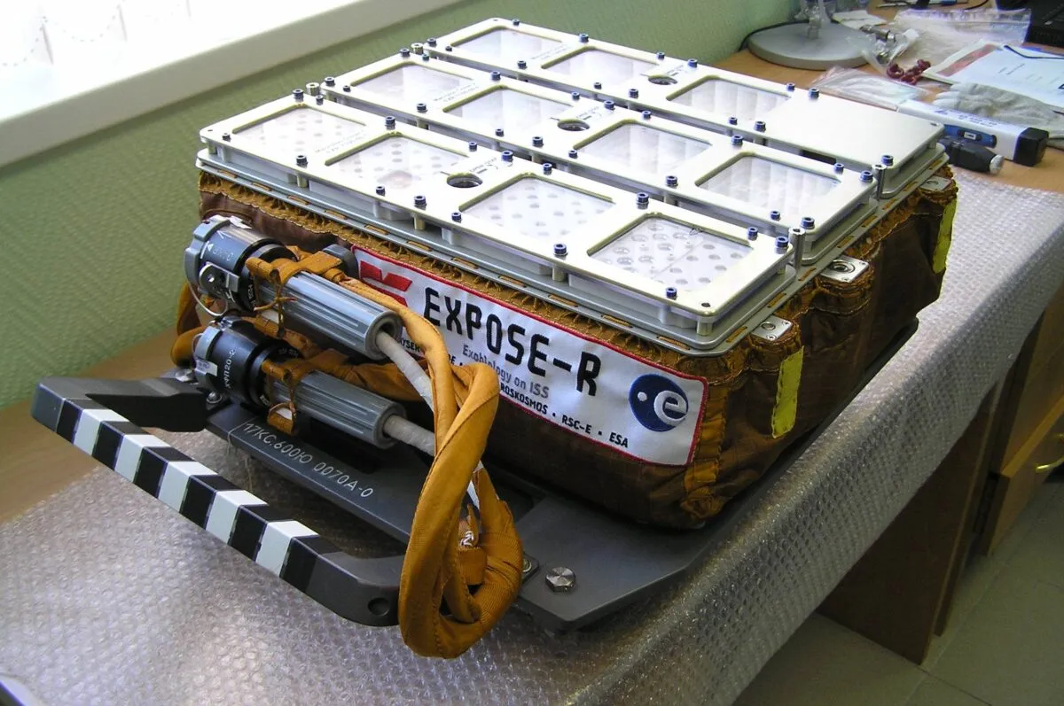 The Expose-R experiment was installed on International Space Station (ISS) during a spacewalk on 10 March 2009. Expose-R has three trays loaded with biological samples. Credit: ESA