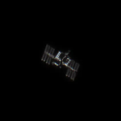 ISS close-up Gabor Sagi, Witney, Oxfordshire, 29 September 2020. Equipment: ZWO ASI 224MC colour camera, Sky-Watcher Skymax-127 Maksutov-Cassegrain, Sky-Watcher AZ-GTi mount