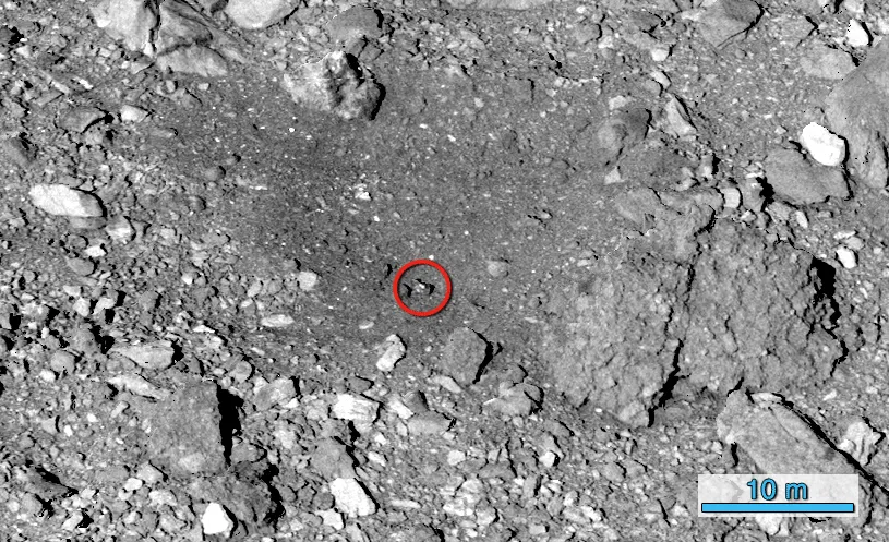 OSIRIS-REx revisits its landing site on Bennu. OSIRIS-REx, 20 APRIL 2021. IMAGE CREDIT: NASA/Goddard/University of Arizona