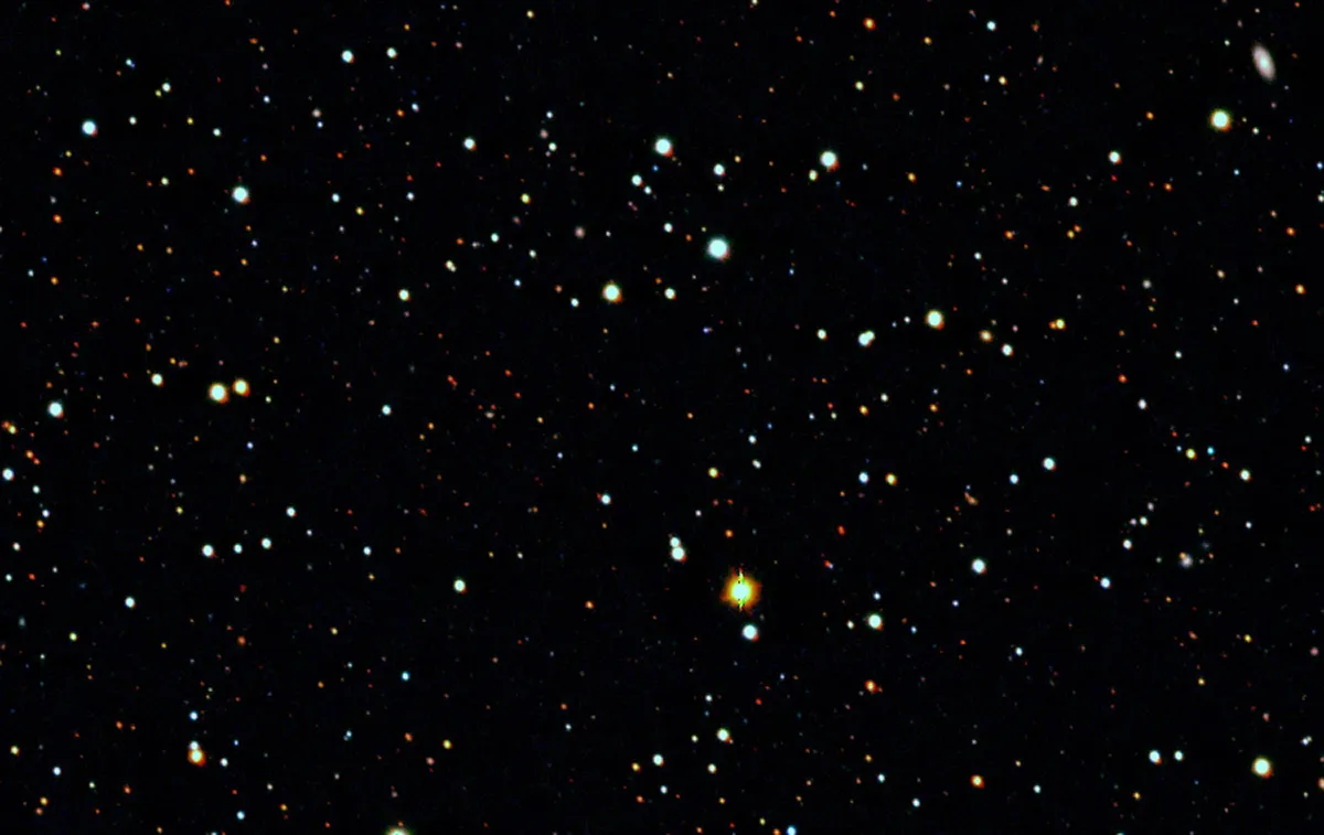 The area of the sky in which ultra-faint dwarf galaxy Tucana II ultra-faint can be found, as seen with the SkyMapper Telescope Credit: Anirudh Chiti, MIT.