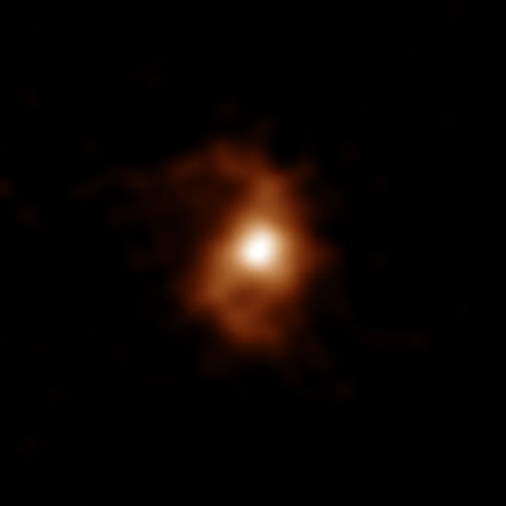 BRI 1335-0417: the most ancient spiral galaxy ever observed ATACAMA LARGE MILLIMETER/SUBMILLIMETER ARRAY, 20 MAY 2021 CREDIT ALMA (ESO/NAOJ/NRAO), T. Tsukui & S. Iguchi