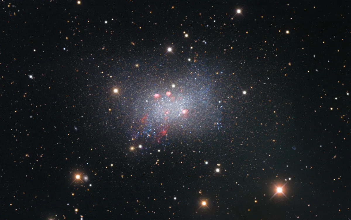 Irregular dwarf galaxy Sextans B NICHOLAS U MAYALL 4-METER TELESCOPE, 28 APRIL 2021 CREDIT: KPNO/NOIRLab/NSF/AURA. Data obtained and processed by: P. Massey (Lowell Obs.), G. Jacoby, K. Olsen, & C. Smith (AURA/NSF). Image processing: T.A. Rector (University of Alaska Anchorage/NSF’s NOIRLab), M. Zamani (NSF’s NOIRLab) & D. de Martin (NSF’s NOIRLab)
