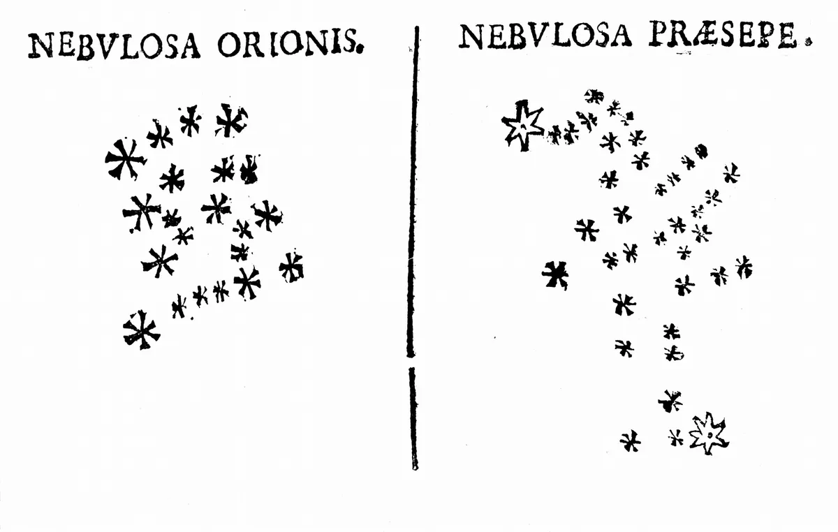 Galileo's observation of the star cluster in Orion and of the Praesepe cluster. Credit: Photos.com