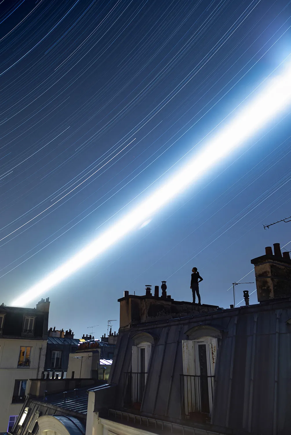 Path of the Full Moon above the Sleeping City © Rémi Leblanc-Messager (France), Paris, Île-de-France, France, 27 February 2021. Equipment: Canon EOS 6D camera, 28 mm f/6.3 lens, ISO 200, 1,080 x 15-second exposures
