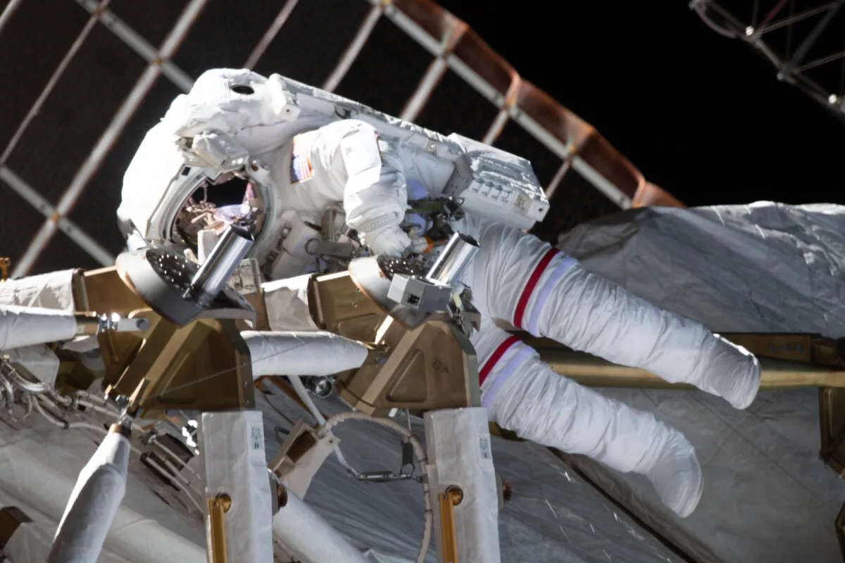 NASA astronaut Kate Rubins is during a spacewalk on the International Space Station, 28 February 2021. Credit: NASA