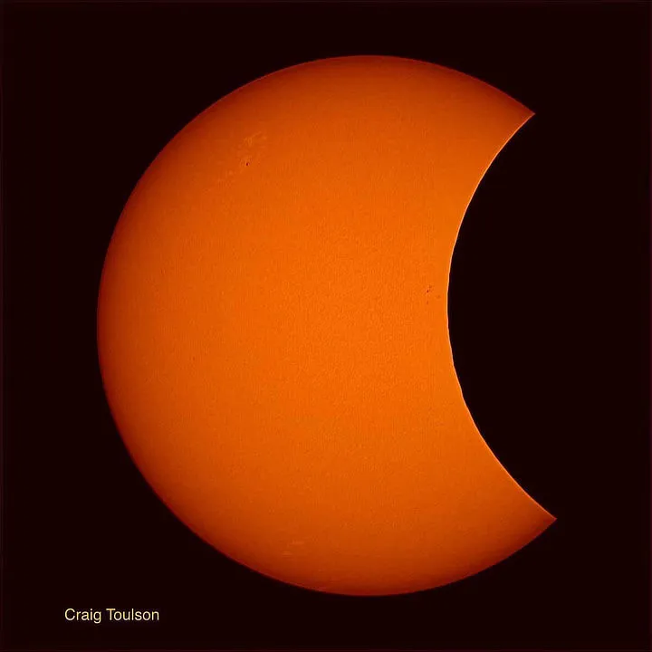 Orange eclipse over Sheffield Craig Toulson, Sheffield Equipment: Altair 183c camera, Sky-Watcher 80ED refractor