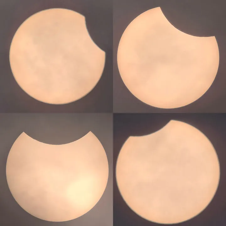 Eclipse sequence Peter Lewis, Sutton, London Equipment: Samsung S20 mobile phone, Orion SkyQuest XT8 Dobsonian, Orion Solar filter