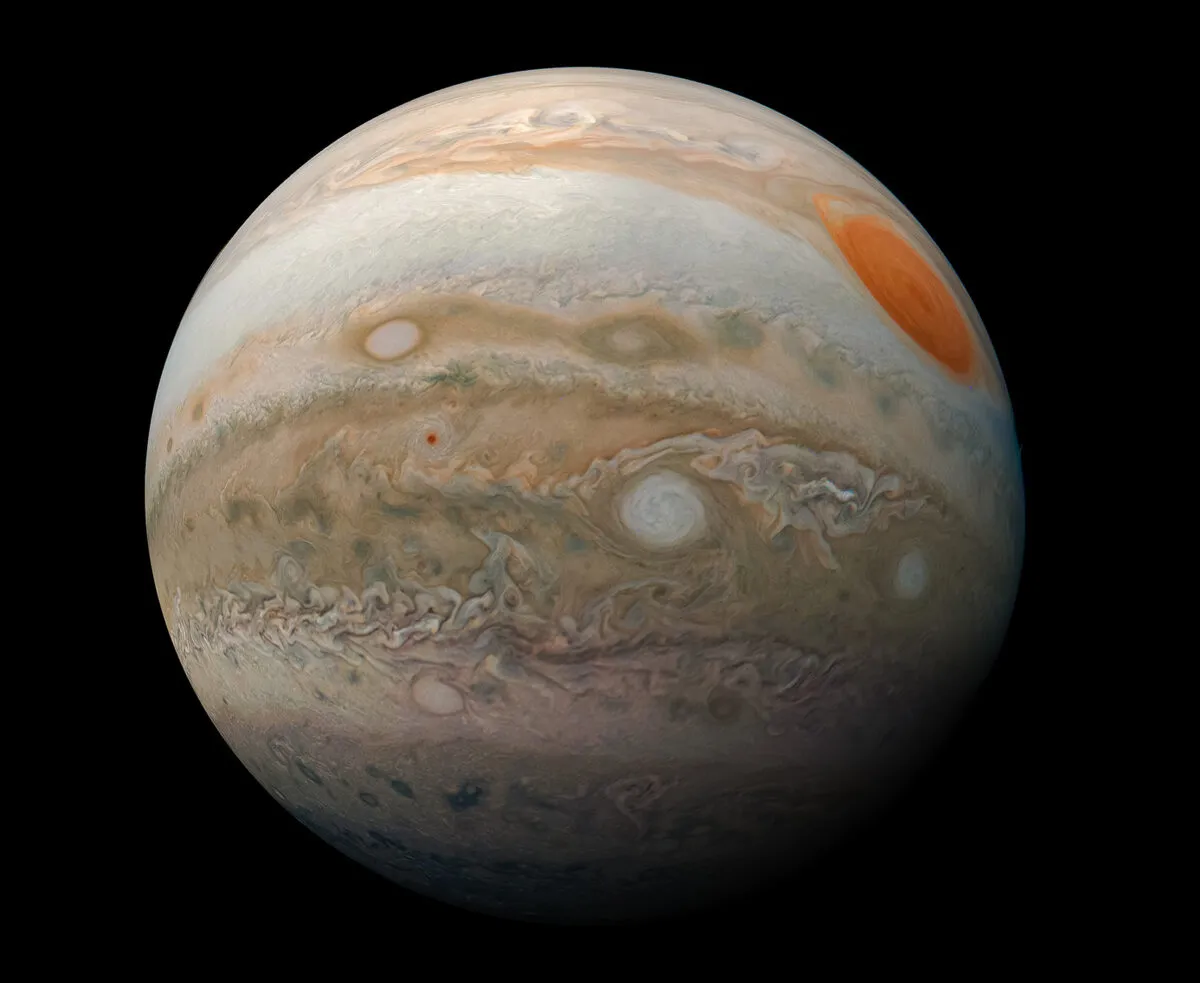 Jupiter's belts and zones are what give the gas giant its stripy appearance. Credit: NASA/JPL-Caltech/SwRI/MSSS/Kevin M. Gill