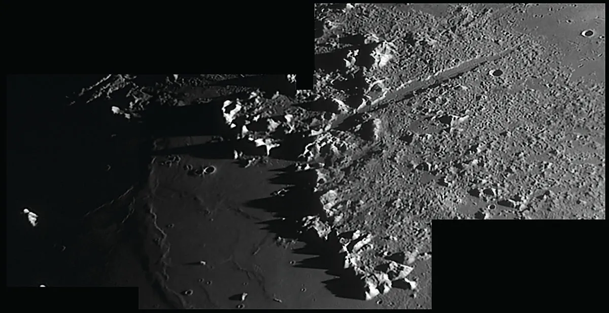 The Moons Vallis Alpes, observed during first quarter.