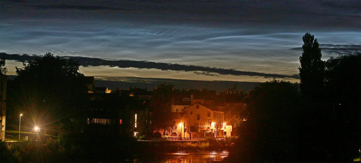 Noctilucent clouds photographed by Stuart Atkinson in June 2021 from Kendal, Cumbria, UK.