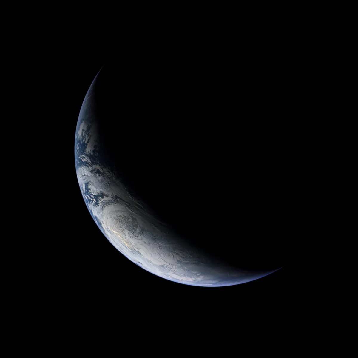 A view of the crescent Earth captured by an automatic camera during the Apollo 4 mission, 9 November 1967. Credit: NASA / restored by Toby Ord