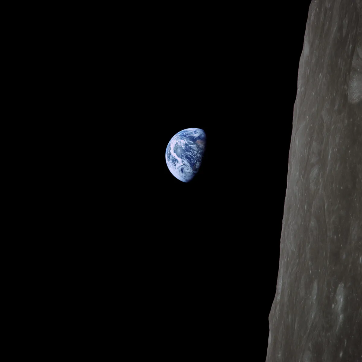 Bill Anders' famous colour earthrise shot, captured during Apollo 8, 24 December 1968. Credit: NASA / restored by Toby Ord