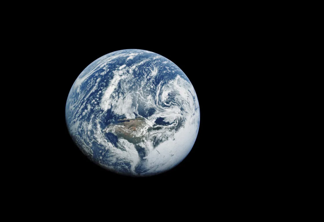 Image of Earth captured during Apollo 10, 18 May 1969. Credit: NASA / restored by Toby Ord