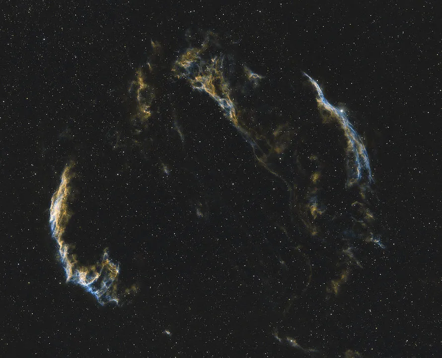 The Veil Nebulae, Matthew Clough, Selby, North Yorkshire, 23 June 2021. Equipment: ZWO ASI 294MC Pro camera, William Optics RedCat 51 refractor, Sky-Watcher HEQ5 Pro mount