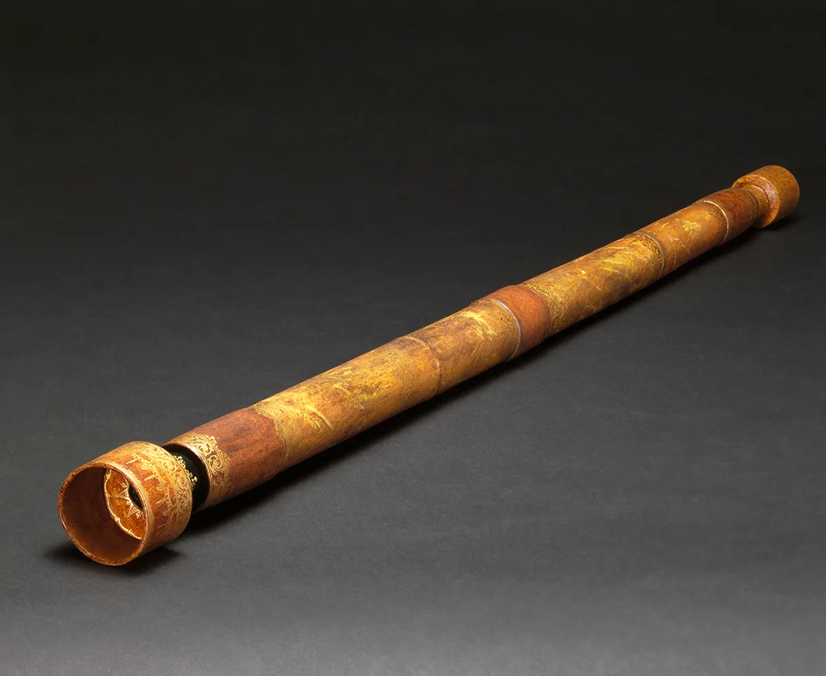 A replica of the telescope through which Galileo spotted Jupiter's four largest moons. Credit: SSPL/Getty Images