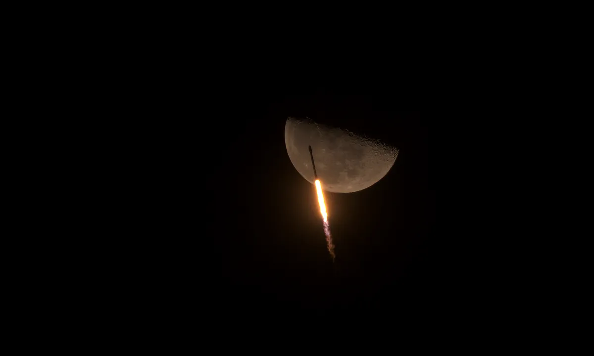 Falcon 9 soars past the Moon Paul Eckhardt