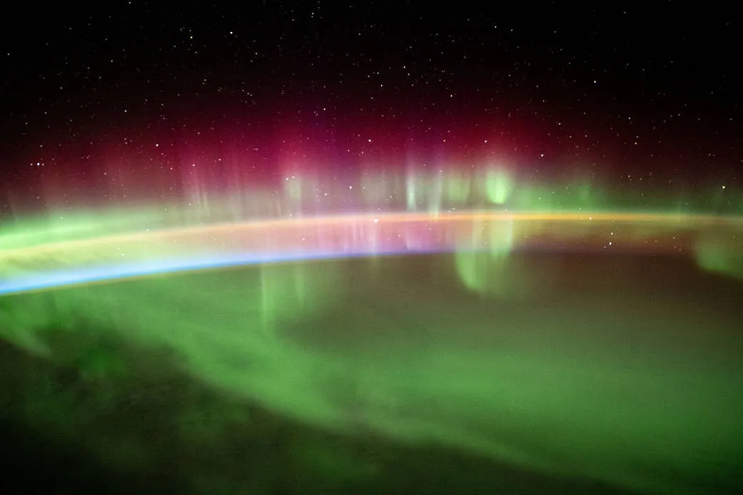 Aurora australis as seen by the International Space Station ISS, 13 August 2021 IMAGE CREDIT: NASA