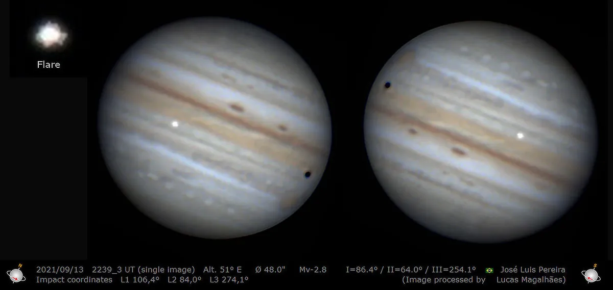 An object hits the surface of Jupiter José Luis Pereira, 13 September 2021 IMAGE CREDIT: José Luis Pereira