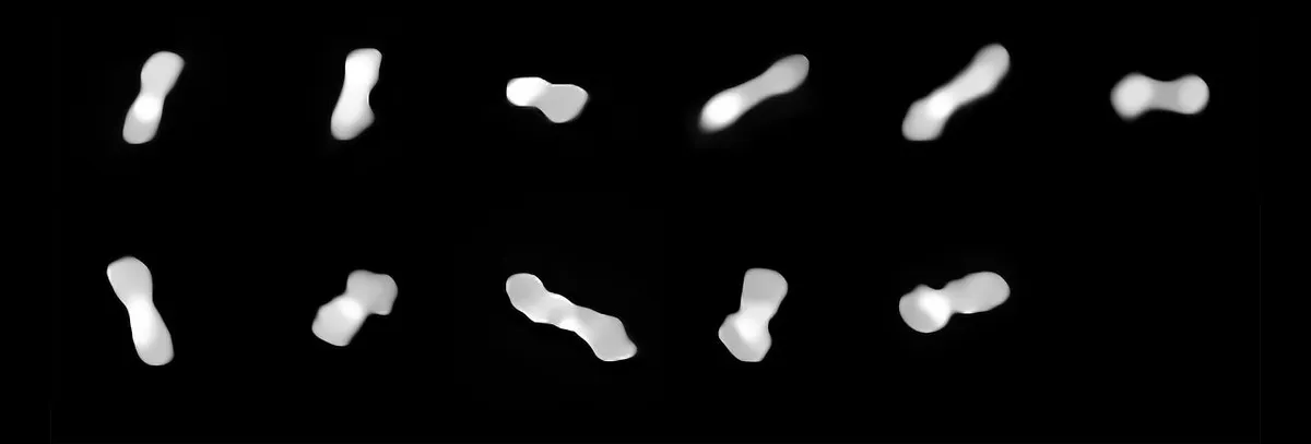 Asteroid 216 Kleopatra from different angles VERY LARGE TELESCOPE, 2017-2019 IMAGE CREDIT: ESO/Vernazza, Marchis et al./MISTRAL algorithm (ONERA/CNRS)