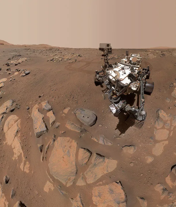 Selfie after successfully drilling two rock core samples PERSEVERANCE MARS ROVER, 20 SEPTEMBER 2021 IMAGE CREDIT: NASA/JPL-Caltech