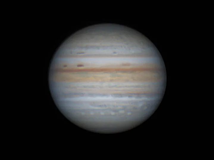 Jupiter Opposition 2021 Prabhu, Mleiha, UAE, 19 August 2021 Equipment: ZWO ASI462MC camera, Celestron 11-inch EdgeHD Schmidt-Cassegrain