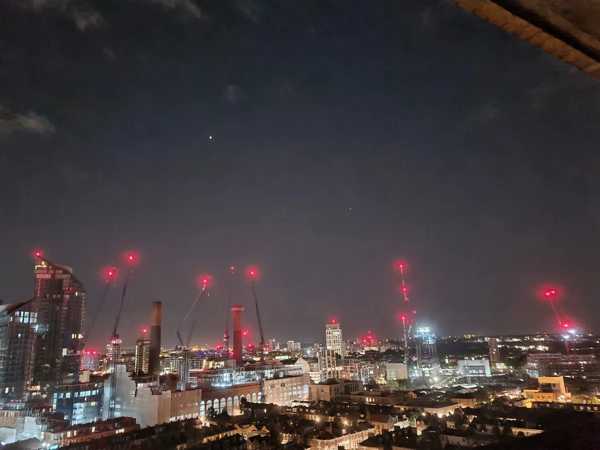 Aidan Thomas Hay captured this image of Saturn and Jupiter over London on 2 August 2021 using a Samsung S20 smartphone. Credit: Aidan Hay.