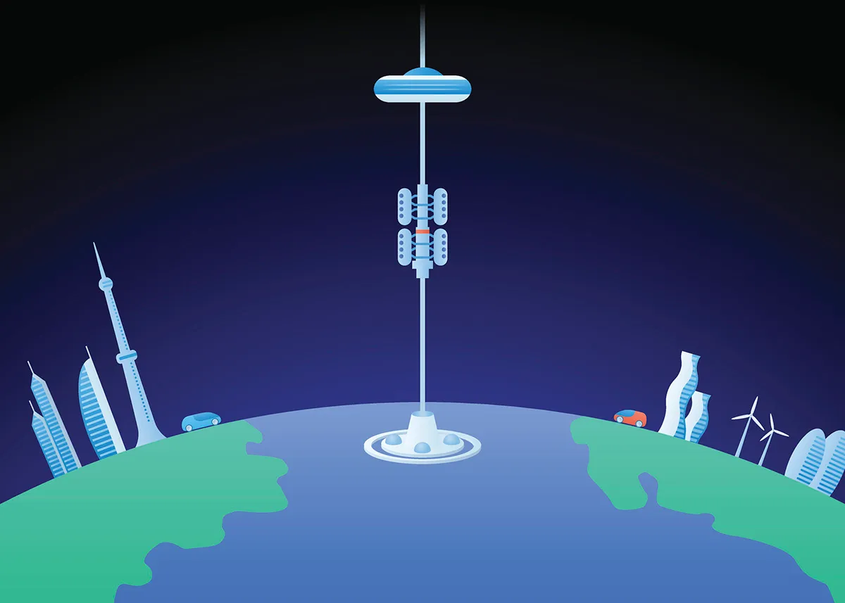 A space elevator is one of the more ambitious proposed inventions of the Space Age. Credit: metamorworks / Getty Images