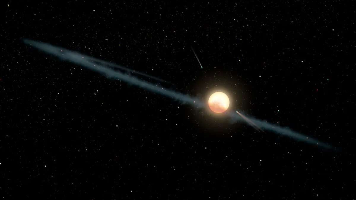 Illustration showing a ring of dust orbiting Boyajian’s Star. Credit: NASA/JPL-Caltech