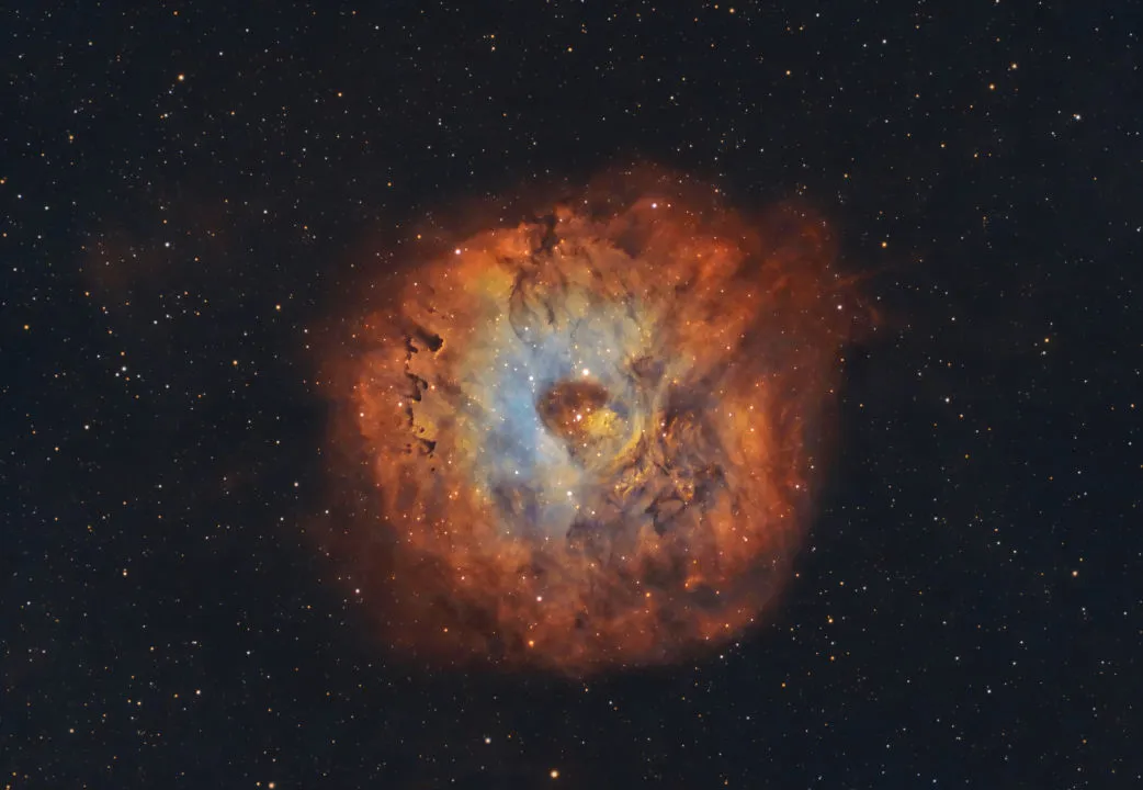 The Little Rosette Nebula, Sh2-170 Chad Leader, North Brentwood, Maryland, USA, 6, 7 and 9 September 2021 Equipment: ZWO ASI294MM Pro camera, Celestron 8-inch EdgeHD OTA, Sky-Watcher EQ6-R Pro mount
