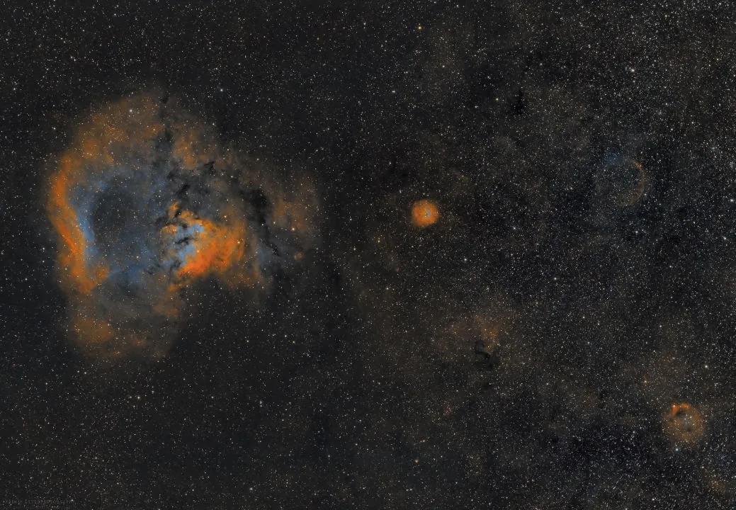 Widefield view including NGC 7822, Little Rosette Nebula and CTB-1 Prabhu, Buraq dam, Sharjah, United Arab Emirates, 11 October 2021 Equipment: ZWO ASI294MM Pro camera, Samyang 135mm lens, Sky-Watcher AZ-EQ6 mount