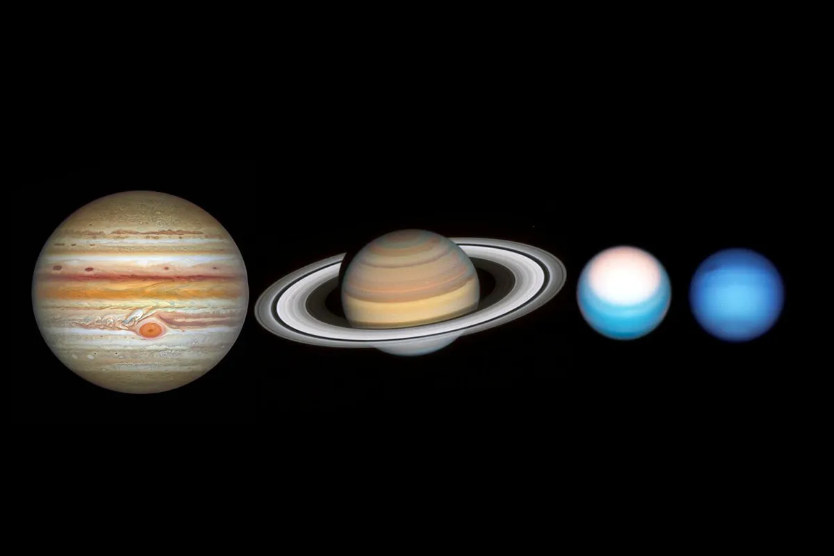 Jupiter, Saturn, Uranus and Neptune, as seen by the Hubble Space Telescope. Credit: NASA, ESA, A. Simon (Goddard Space Flight Center), and M.H. Wong (University of California, Berkeley) and the OPAL team