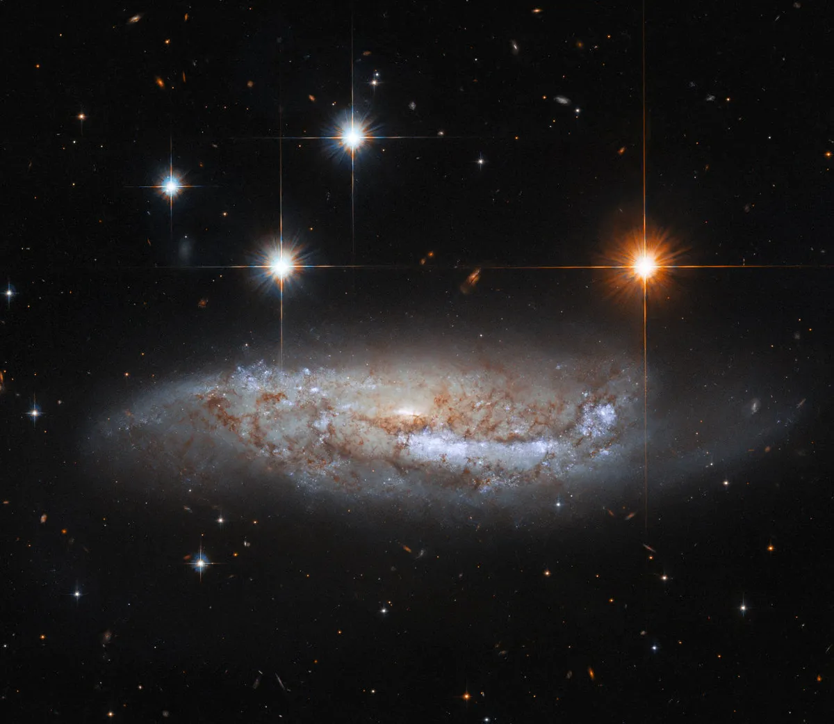 Barred spiral galaxy is NGC 3568 in Centaurus HUBBLE SPACE TELESCOPE, 13 DECEMBER 2021 IMAGE CREDIT: ESA/Hubble & NASA, M. Sun