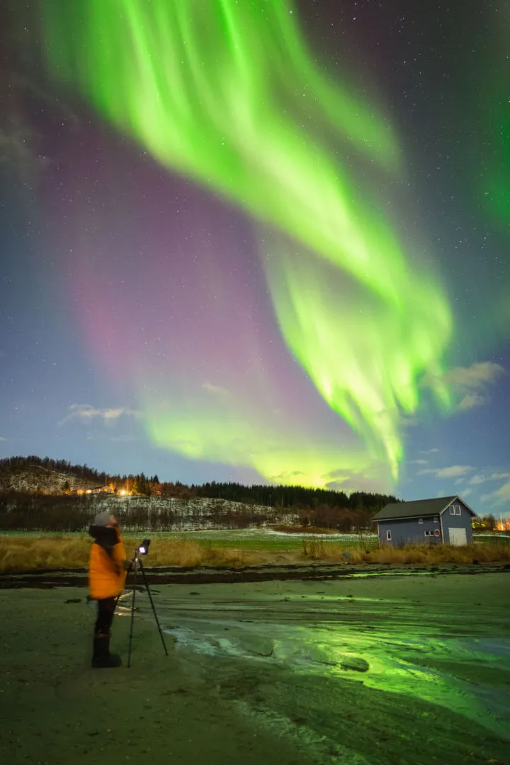 Northern Lights Tomáš Slovinský, Tromsø, Norway, 27 October 2021 Equipment: Canon 6D DSLR, Sigma 28mm Art lens, tripod