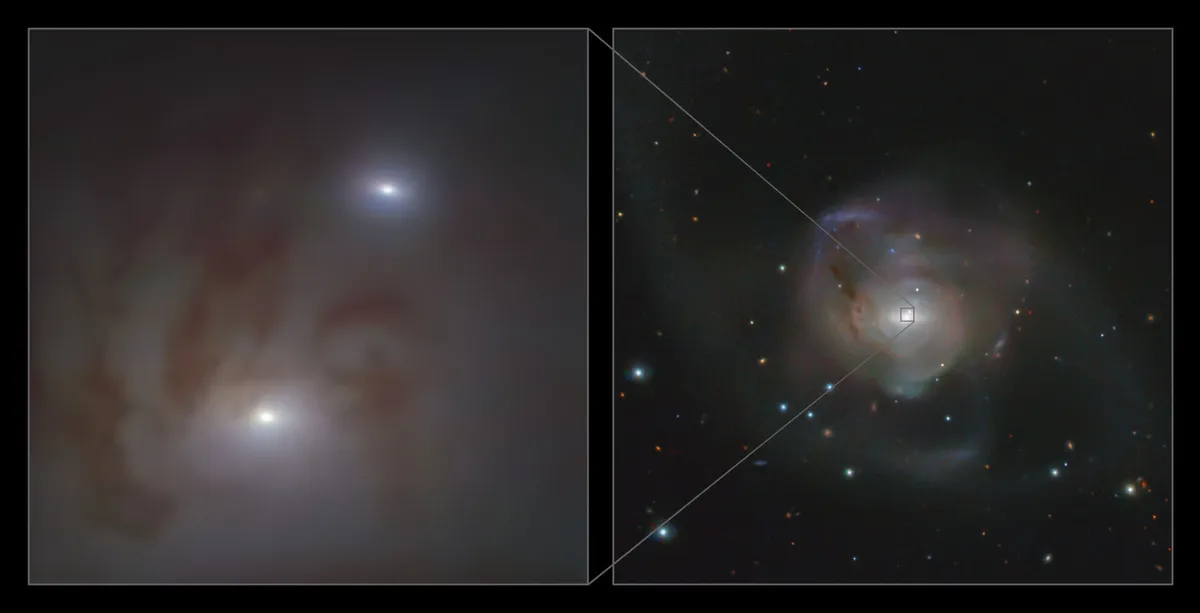 A pair of supermassive black holes in galaxy NGC 7727 VERY LARGE TELESCOPE/VLT SURVEY TELESCOPE, 30 NOVEMBER 2021 IMAGE CREDIT: ESO/Voggel et al.; ESO/VST ATLAS team. Acknowledgement: Durham University/CASU/WFAU