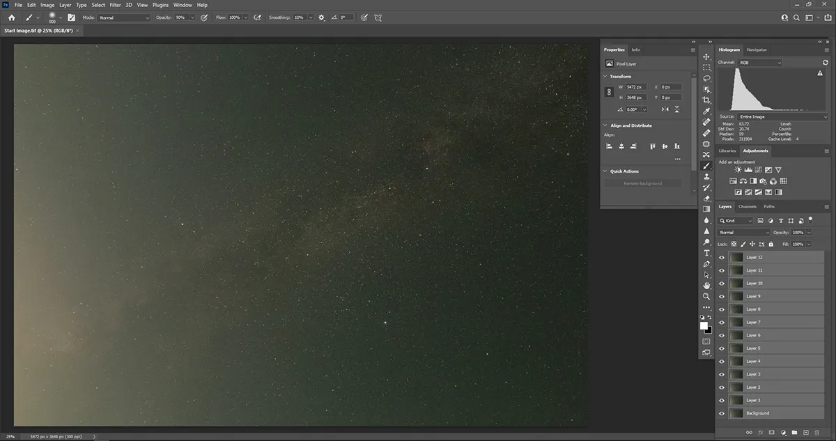 Milky Way stack layers step 02