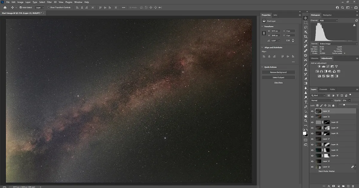 Milky Way stack layers step 03