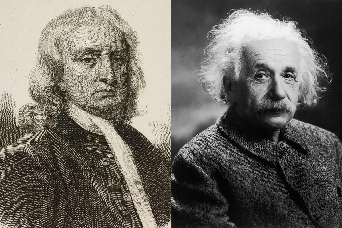 Isaac Newton and Albert Einstein both contributed hugely to our understanding of gravity, but the two theories have some fundamental differences. Credit: DEA / ICAS94/Getty Images, MPI/Stringer / Getty Images