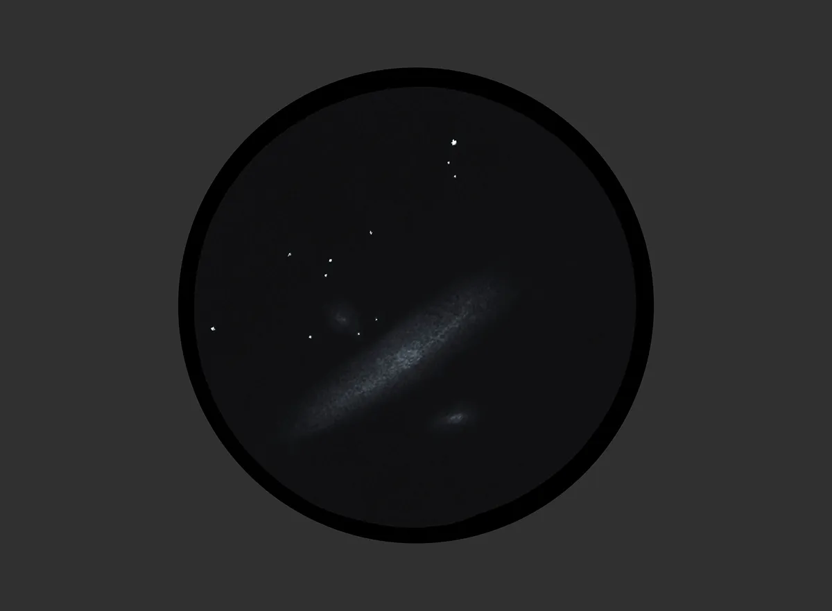 A simulation of the view of the Andromeda Galaxy through the eyepiece of a small telescope. Credit: Will Gater