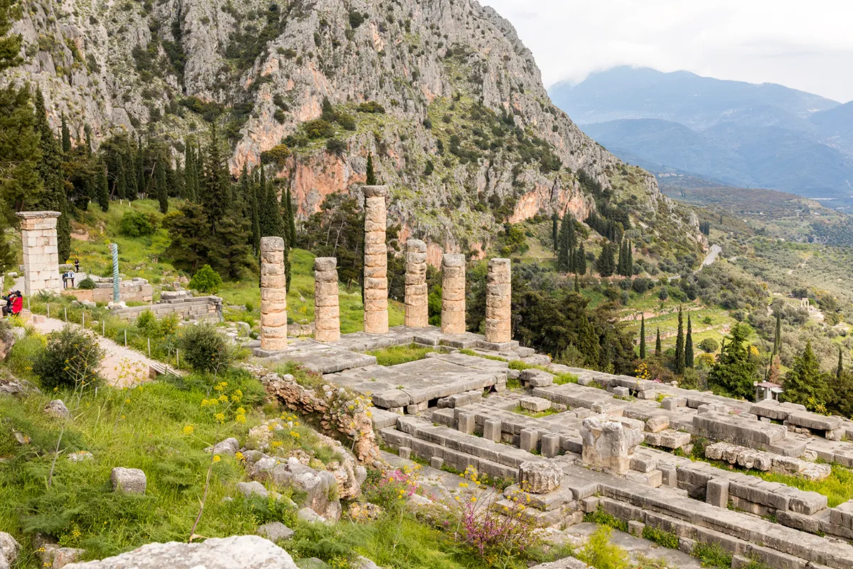 The ruins of the Temple of Apollo, Delphi, Greece. Credit: Joaquin Ossorio-Castillo / Getty Images