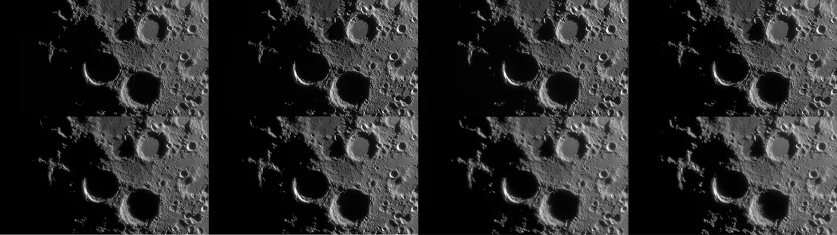 A sequence of shadow shots can show how the terminator moves across a lunar feature such as the Lunar X. Credit: Pete Lawrence