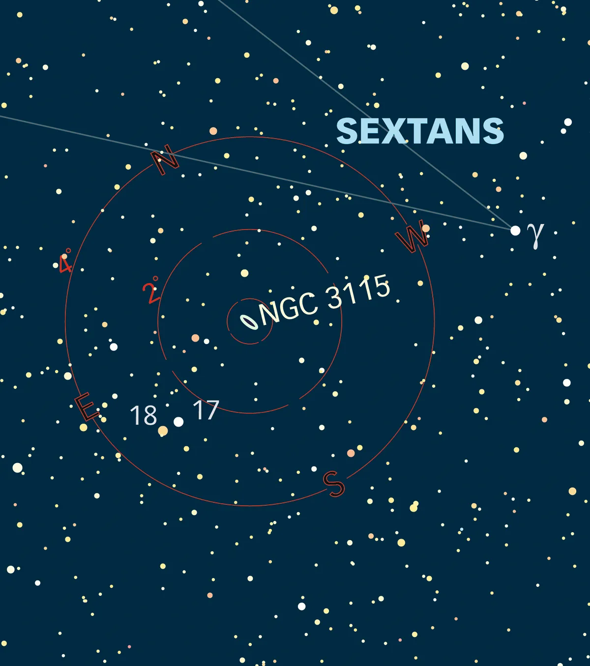 Chart showing the location of galaxy NGC 3115
