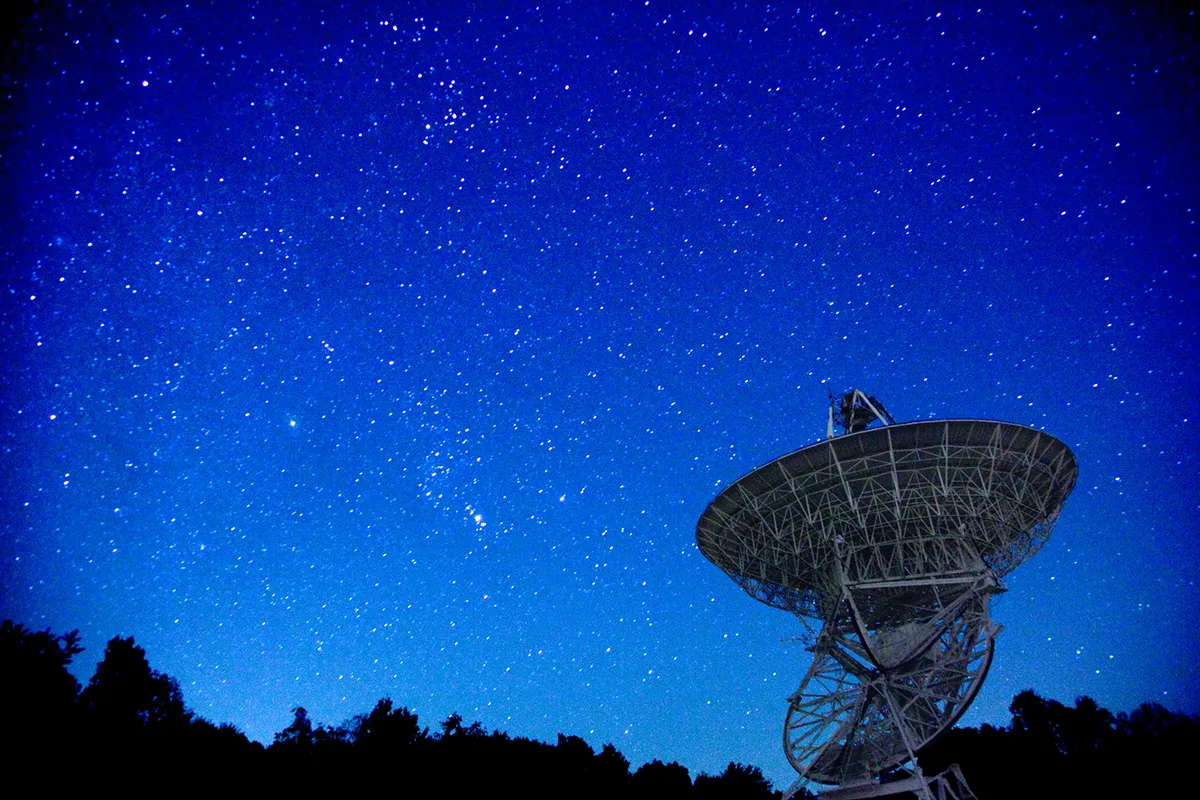 Radio telescope pointing at the sky