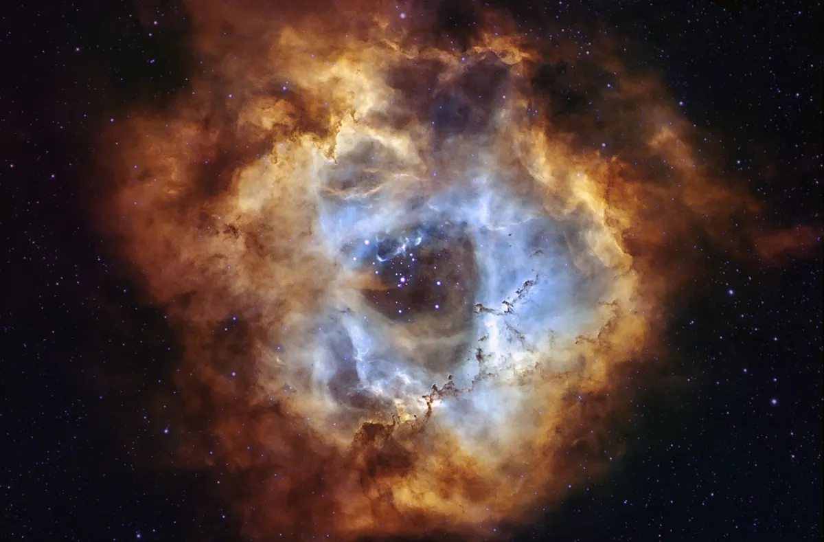 The Rosette Nebula Rachael and Jonathan Wood, Doncaster, 3–6 January 2022 Equipment: ZWO ASI294MC Pro camera, Sky-Watcher Evostar ED80 refractor, Sky-Watcher EQ5 Pro mount