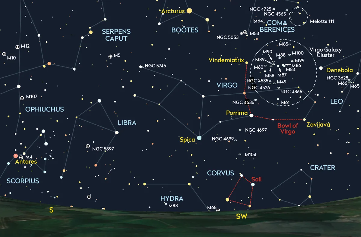 Chart showing the location of the constellation Virgo. Credit: Pete Lawrence