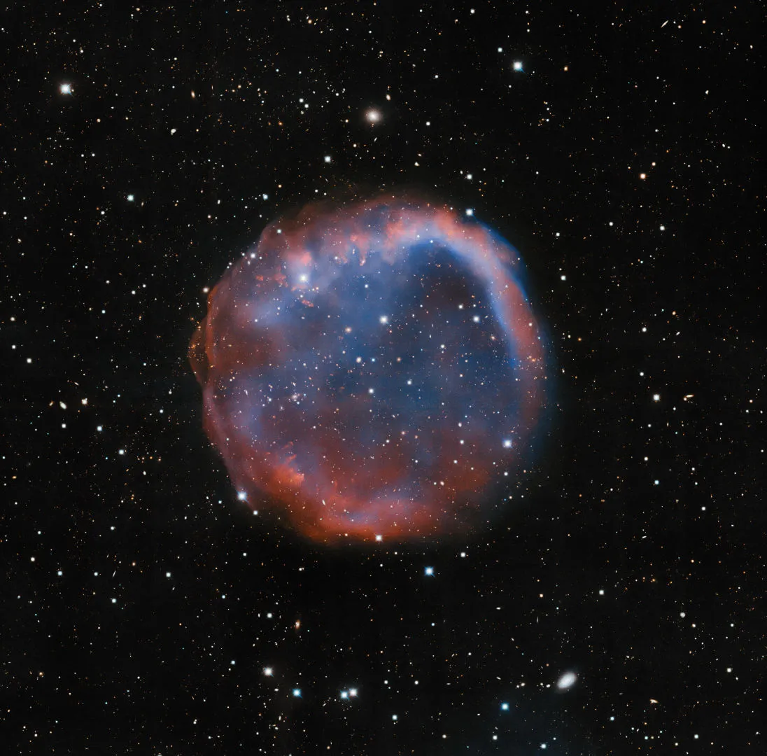 Ancient planetary nebula EGB 6 NICHOLAS U MAYALL 4-METRE TELESCOPE, 13 APRIL 2022 IMAGE CREDIT: KPNO/NOIRLab/NSF/AURA. Image processing: T.A. Rector (University of Alaska Anchorage/NSF’s NOIRLab), M. Zamani (NSF’s NOIRLab) & D. de Martin (NSF’s NOIRLab)