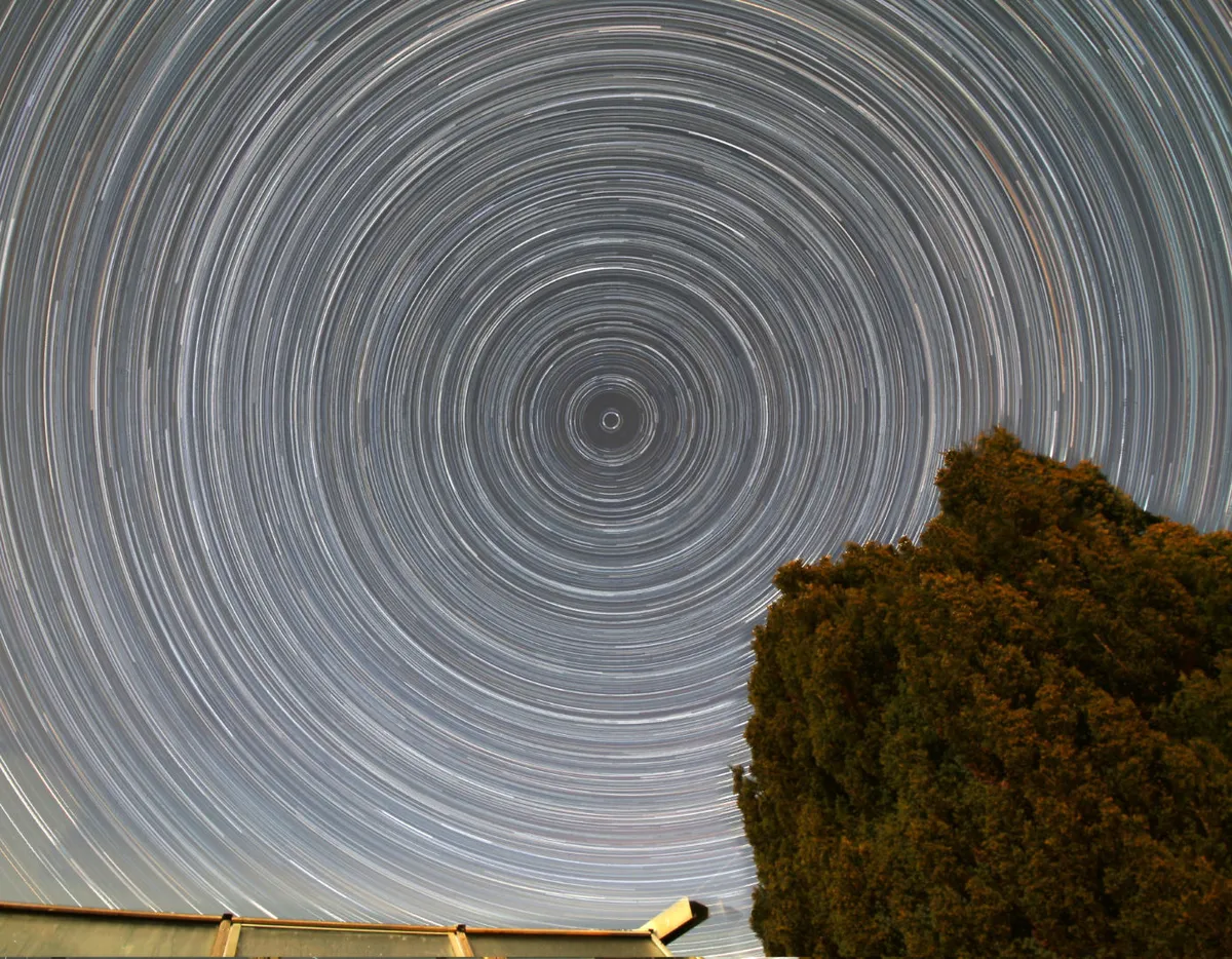 24-hour star trails Mary McIntyre, north Oxfordshire, July 2020–April 2021 Equipment: Canon 1100D DSLR, Canon 10–18mm lens, static tripod