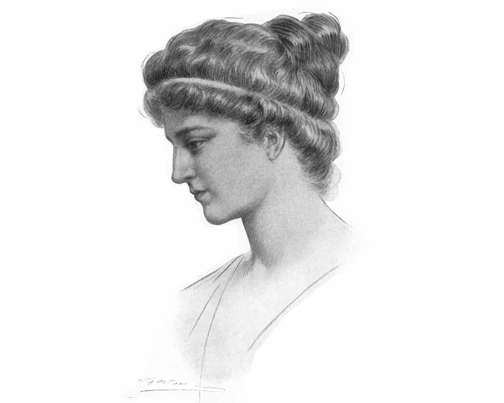 A fictional portrait of Hypatia produced for Elbert Hubbard's 1908 fictional biography. Credit: Jules Maurice Gaspard