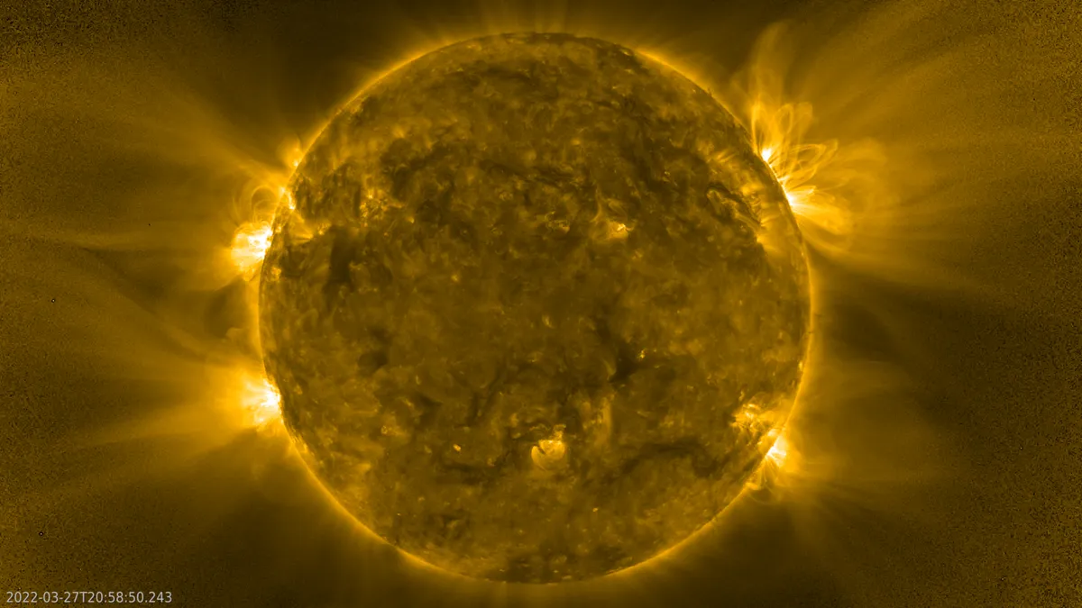 A view of the Sun captured by the Solar Orbiter spacecraft during perihelion, the spacecraft's closest point to the Sun in its orbit. Credit: ESA & NASA/Solar Orbiter/EUI Team